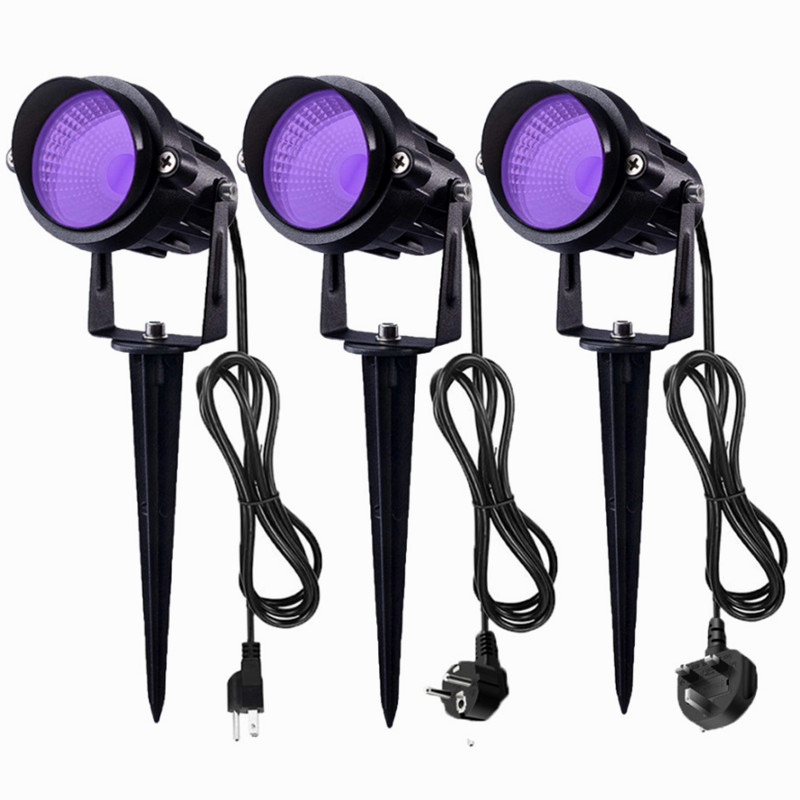 Landscape Spike Light - プラグ付き防水ハロウィーンスポットライト,黒,紫のLED,屋外,暗闇で光る,パーティー,12W, 2個