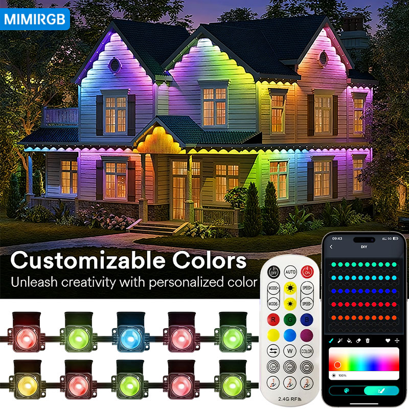 Landscape Spike Light - スマートRGBIC屋根用LEDライト、IP67防水仕様の屋外用常設ストリングライト、ハロウィーン、クリスマス、屋根、ホリデーパーティーなどの装飾に使える、色が変わる装飾用ランプ。