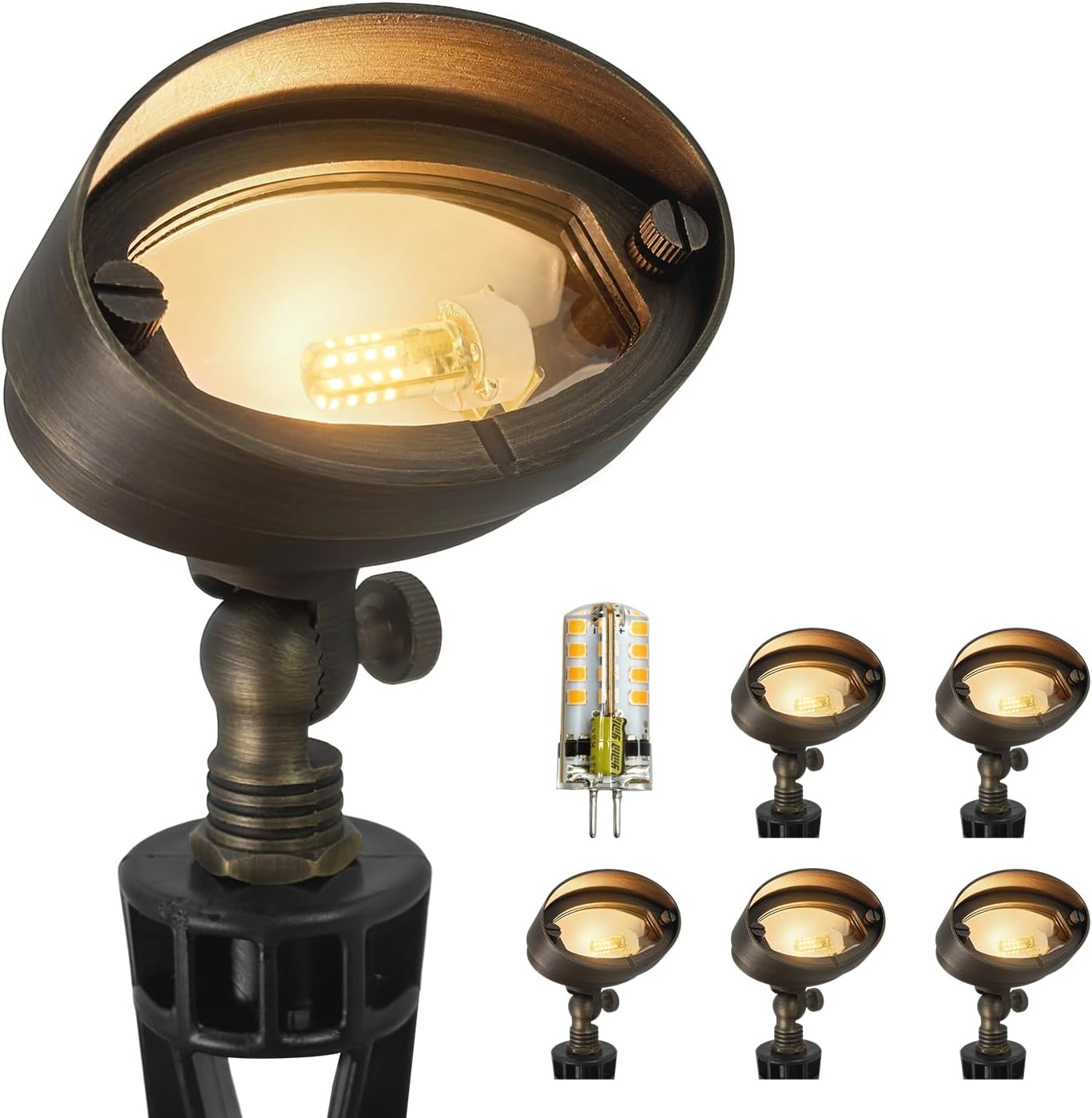 Outdoor Lighting Volt - ダイカスト真鍮製 LED ランドスケープフラッドライト 屋外用 6 パック