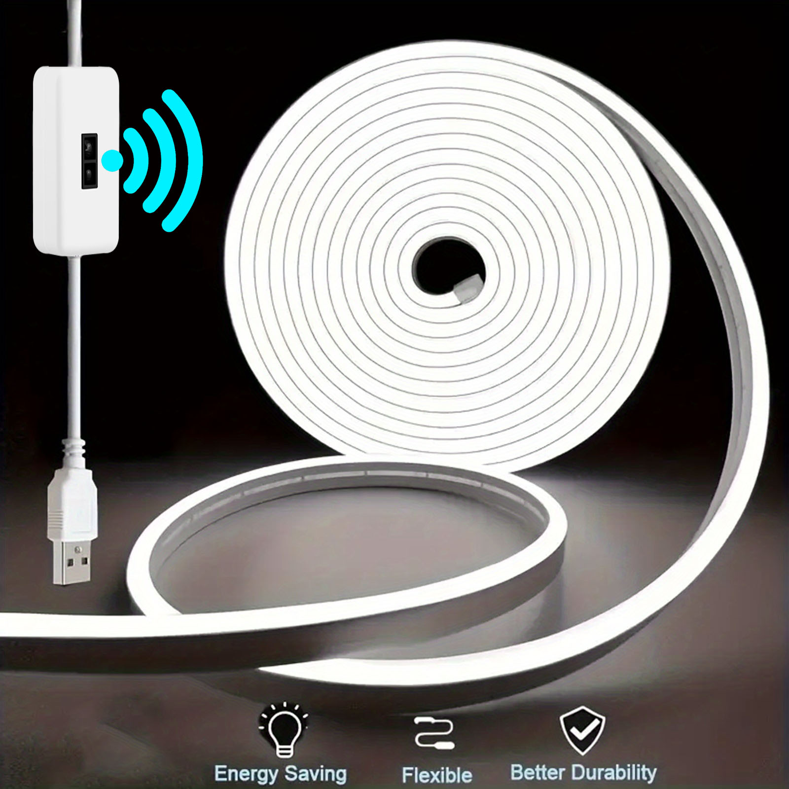 Outdoor Lighting Strip - モーションセンサーネオン LED ライトストリップ USB 調光可能なスイッチネオンサイン柔軟なシリコーンロープチューブ防水家庭用屋外装飾