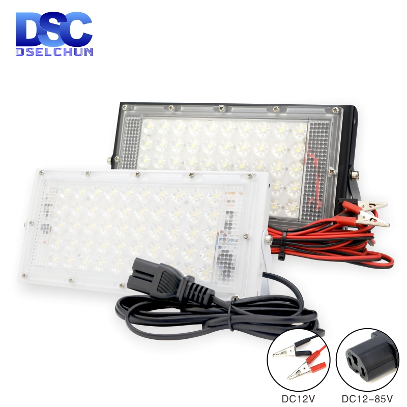 Outdoor Lighting Volt - ポータブル屋外ledフラッドライト,12v dc-85v,50w,バッテリー接続,防犯灯