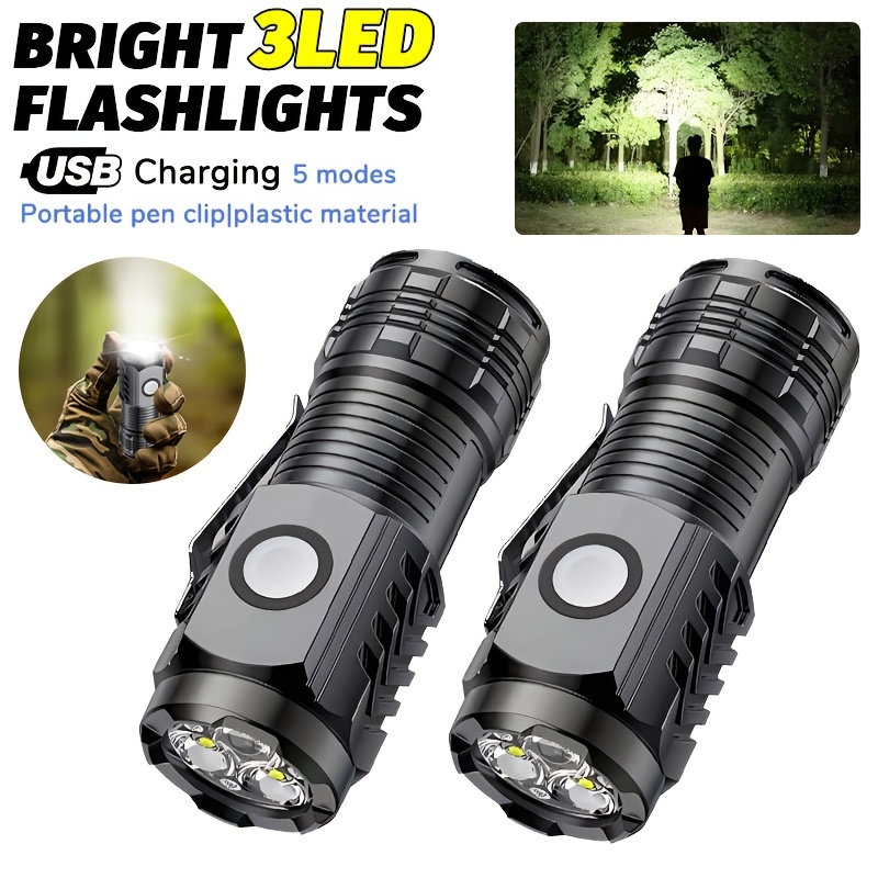 Outdoor Lighting Quality - ポータブルミニ LED ハンドヘルド懐中電灯強力な指先トーチ屋外防水ハイキングキャンプフラッシュライトペンクリップ付き