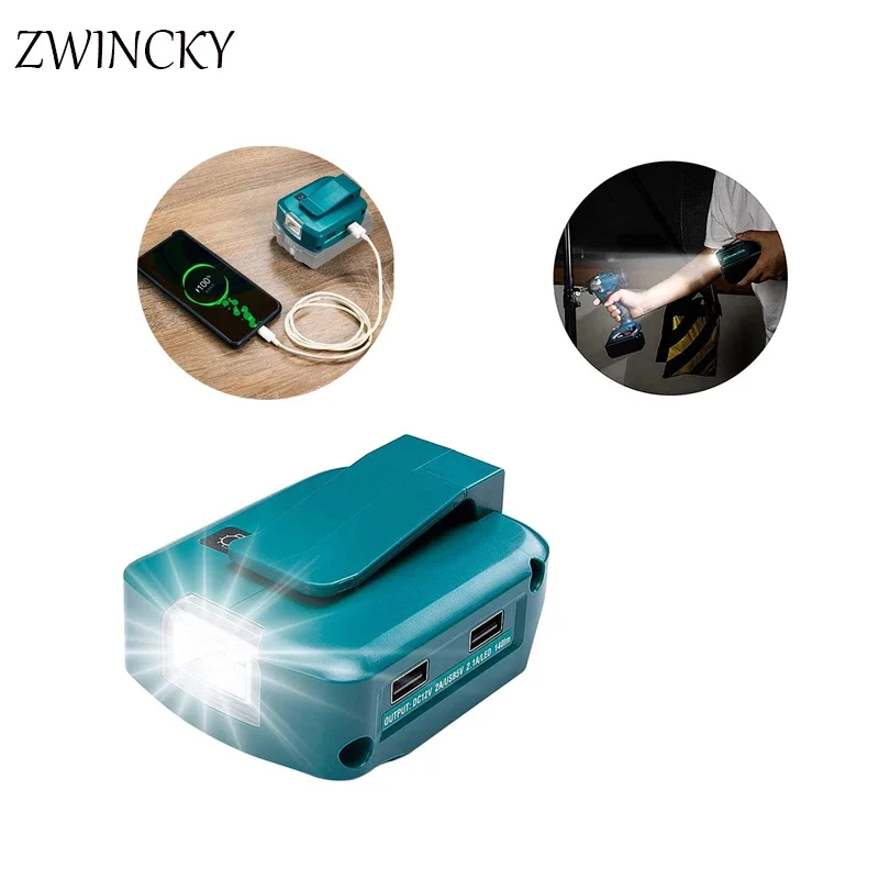 Outdoor Lighting Transformer - Zwincky-デュアルUSBコンバーター,バッテリー14.4V/18V,オン/オフ,LEDワークライトスポットライト,屋外照明,MAKitaバッテリー用