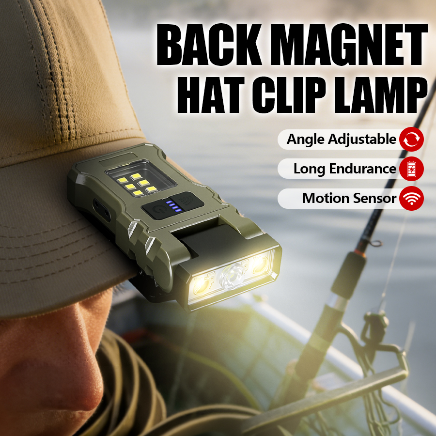 Outdoor Lighting Quality - 400LM USB C ヘッドランプ、磁気クリップオン充電式ワークライト、500mAh バッテリー、屋外および屋内用防水懐中電灯