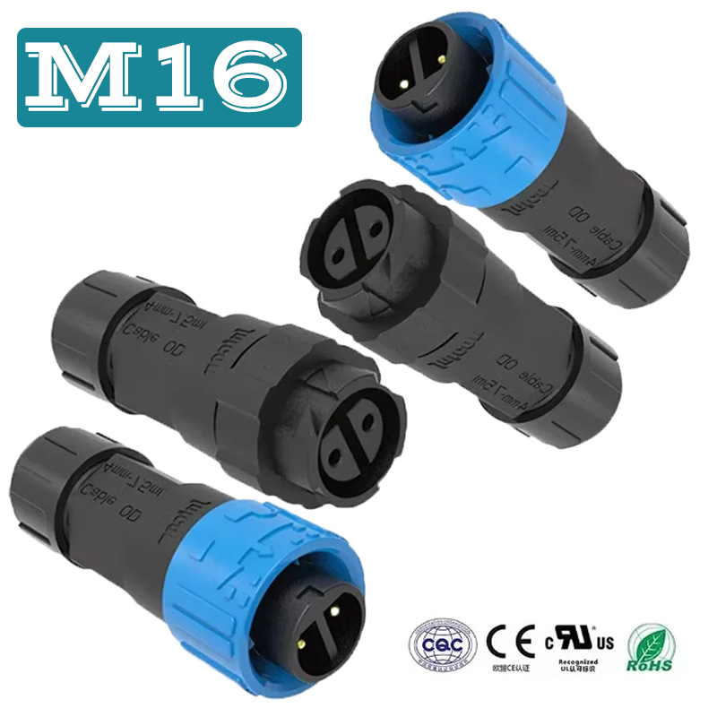 2ピンM16電源コネクタセルフロック式アセンブリIP67防水 - Outdoor Lighting Connectors のレビューと価格