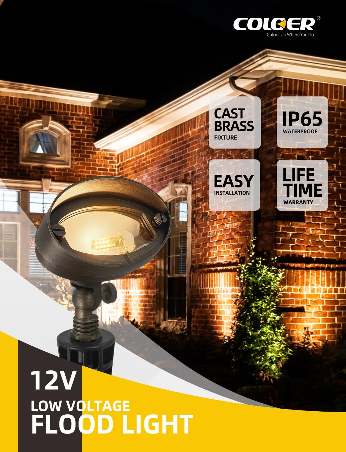 ダイカスト真鍮製 LED ランドスケープフラッドライト 屋外 - Outdoor Lighting Volt のレビューと価格