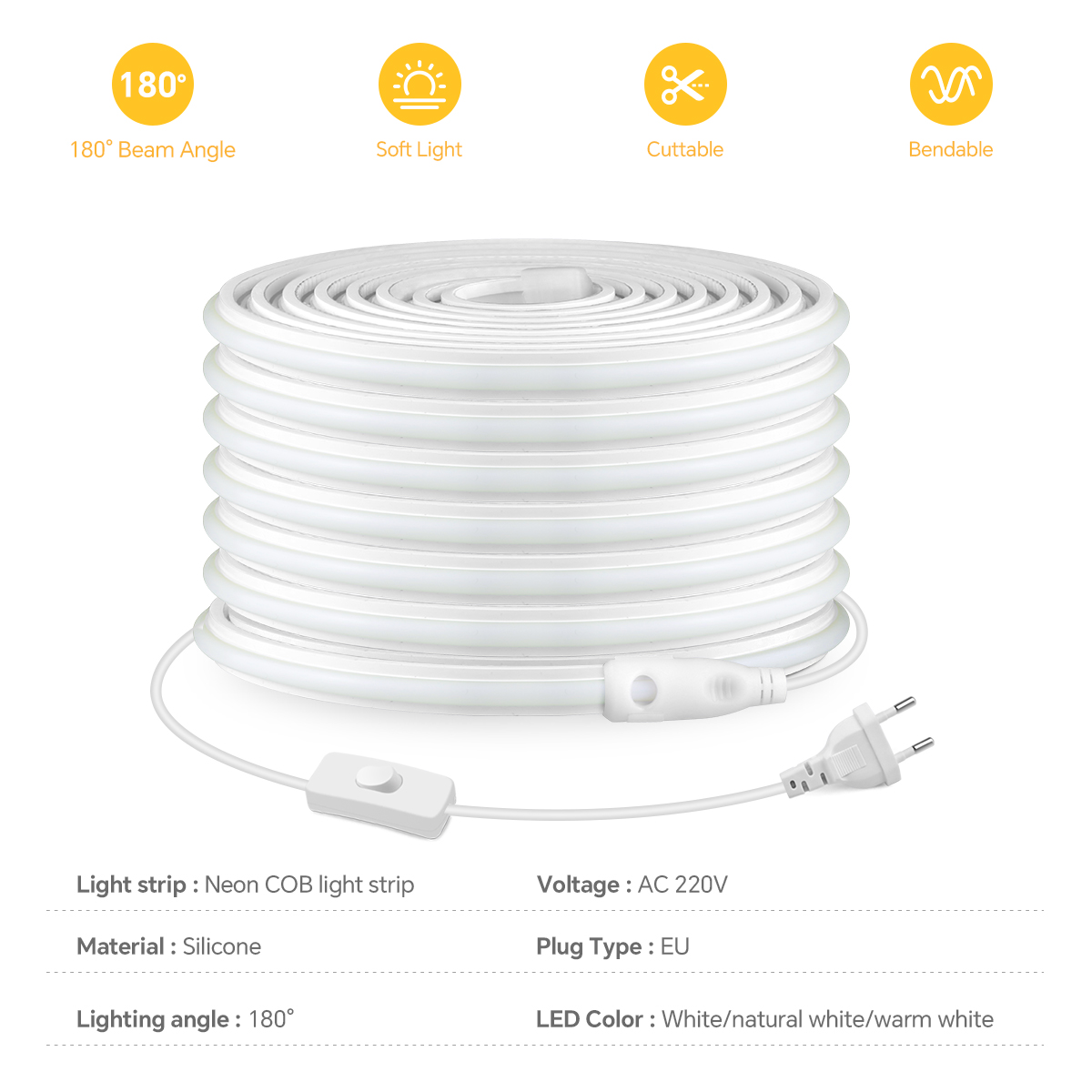 220V COB LEDストリップ 高密度 防水 COB L - Outdoor Lighting Strip のレビューと価格