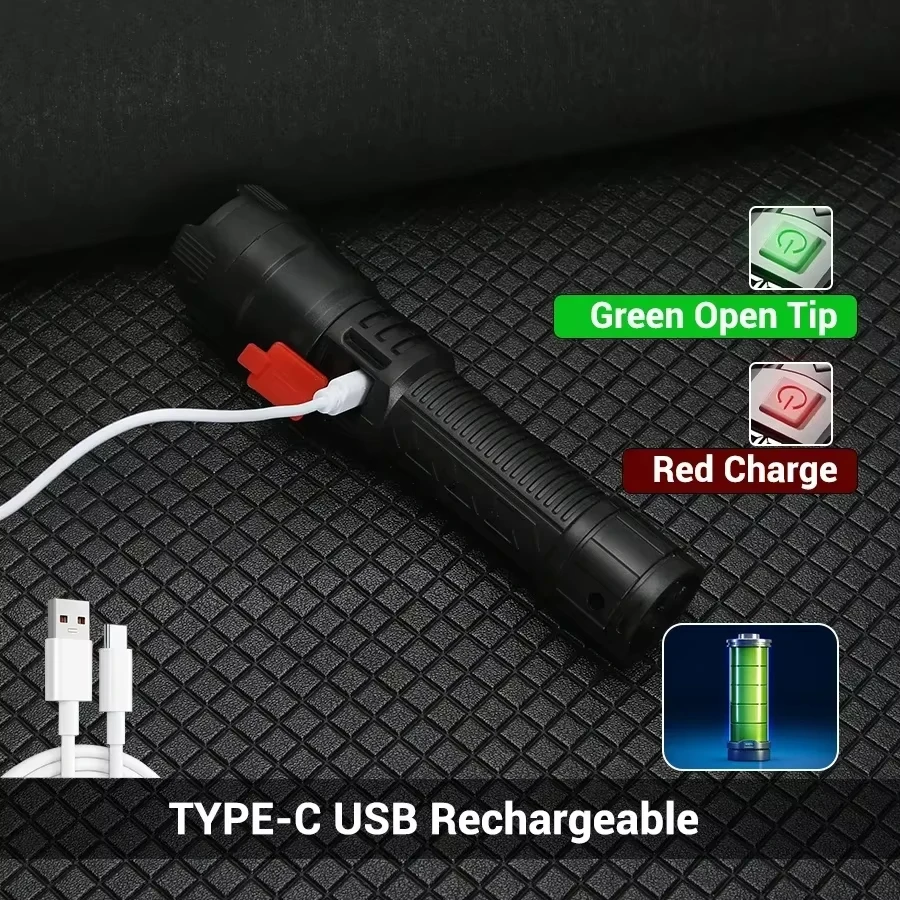 戦術的な LED 懐中電灯 2000LM USB 充電式防水 - Outdoor Lighting Quality のレビューと価格