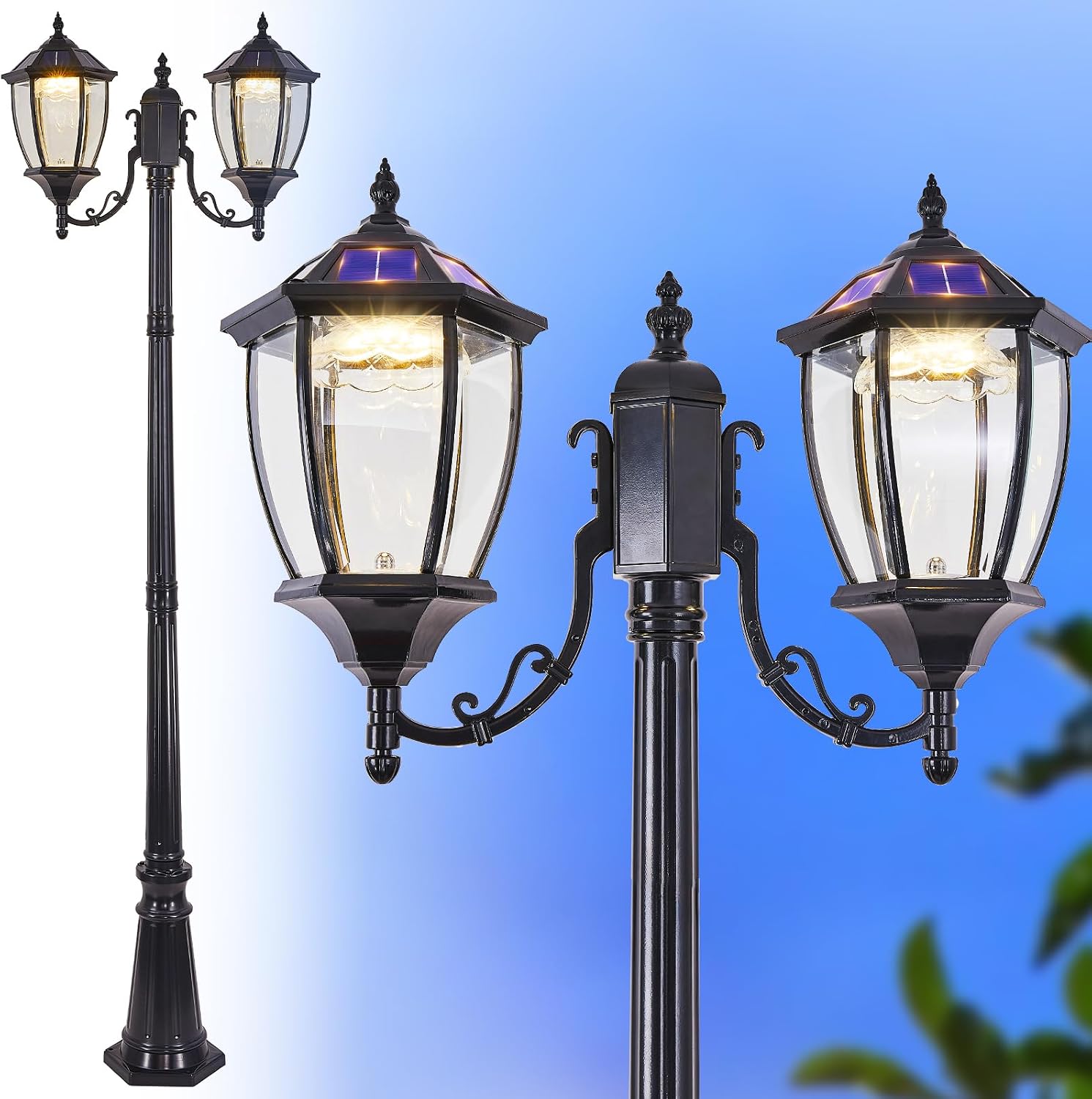 屋外ソーラーポールライト 夕暮れ・夜明けセンサー 防水 ガー - Outdoor Lighting Dusk To Dawn のレビューと価格