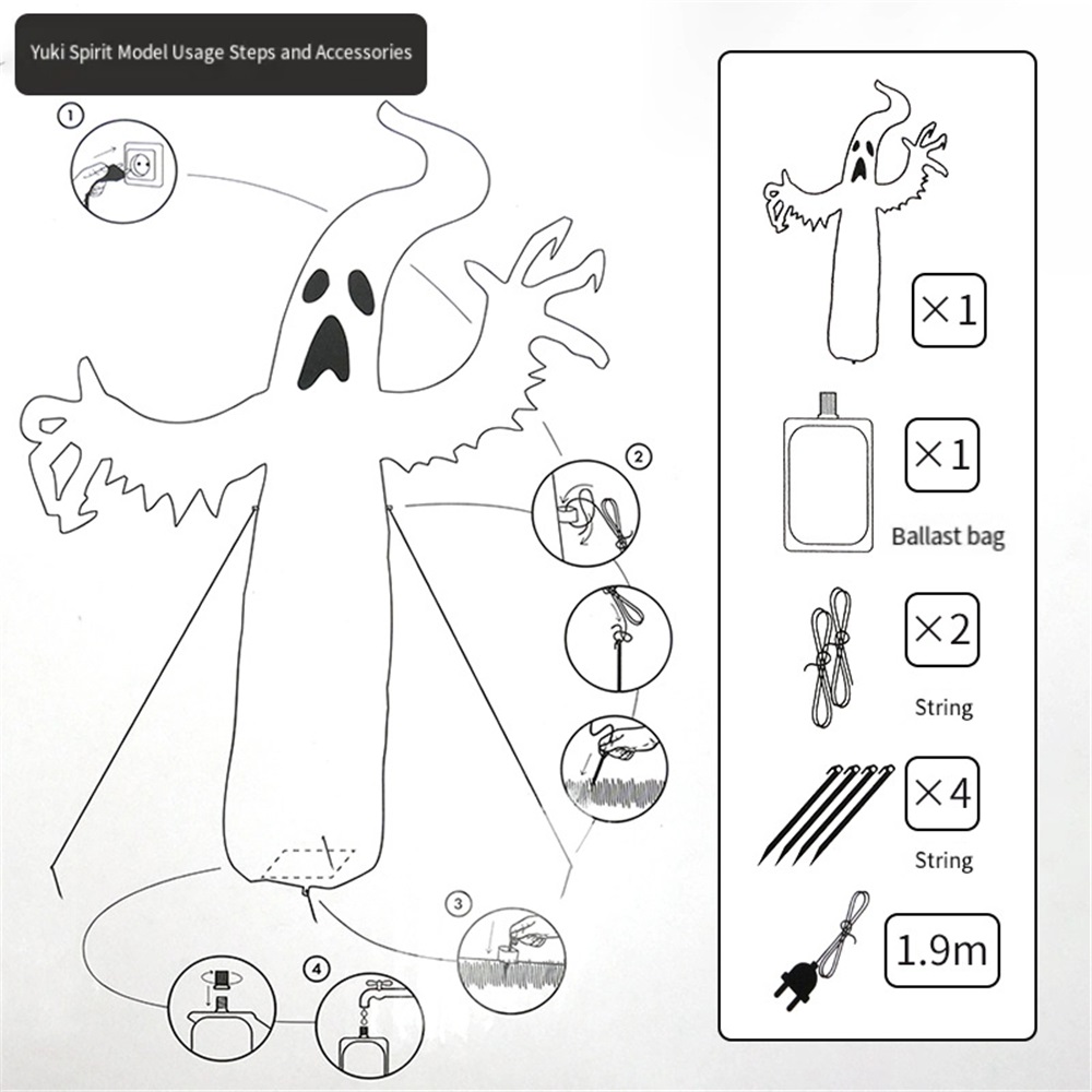ハロウィン用インフレータブルゴースト、LEDライトアップゴー - Outdoor Lighting For Front Of House のレビューと価格