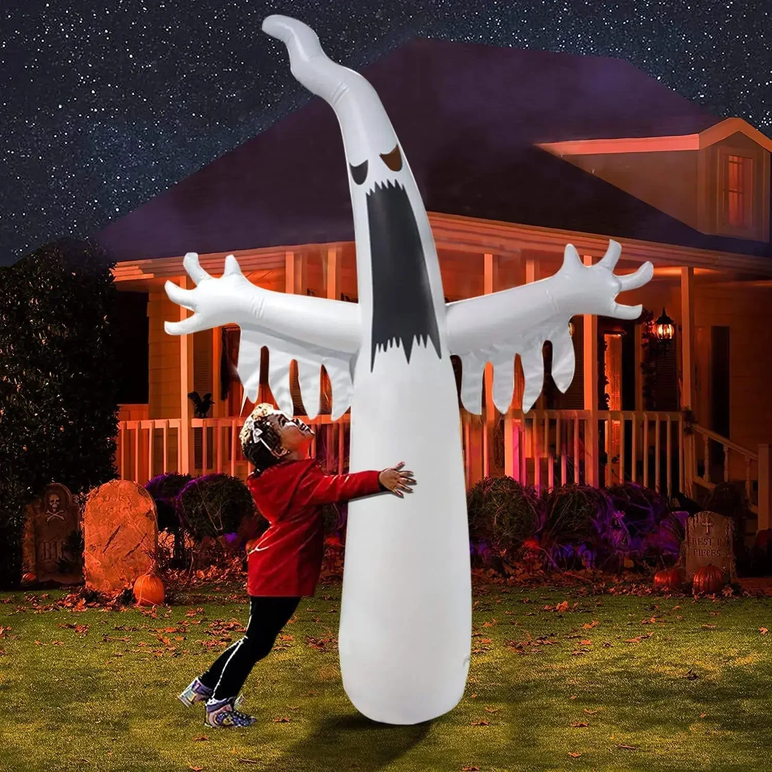 ハロウィンインフレータブル怖いゴースト LED ライト付き子 - Outdoor Lighting For Front Of House のレビューと価格