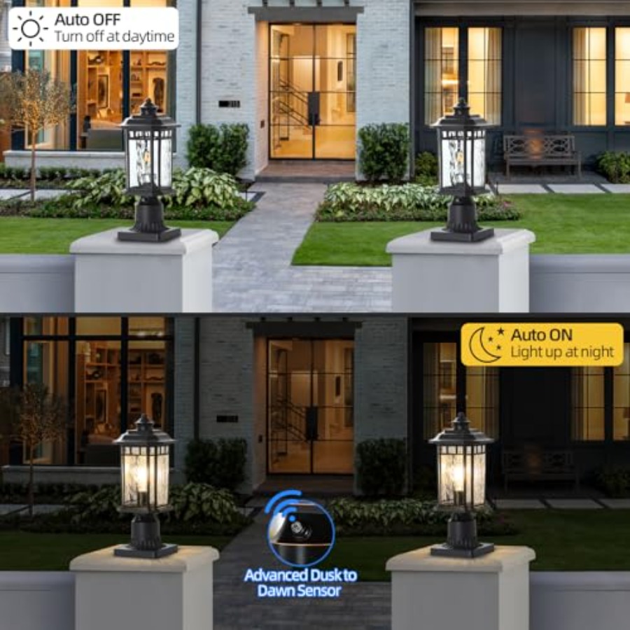 2個パック屋外ポストライト、夕暮れから夜明けまで点灯する屋外 - Outdoor Lighting Dusk To Dawn のレビューと価格