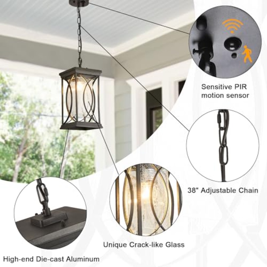 モーションアウトドアペンダントライト器具、夕暮れから夜明けま - Outdoor Lighting Dusk To Dawn のレビューと価格