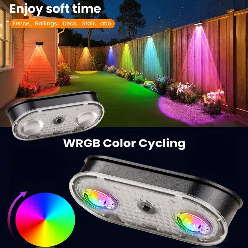 RGBソーラーフェンスライトIP44、8色11モード、夜明け - Outdoor Lighting Dusk To Dawn のレビューと価格