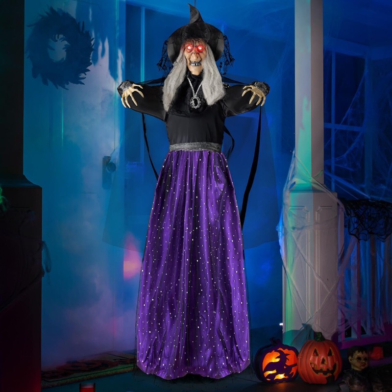 47インチのアニメーション魔女ハロウィンデコレーション、屋外 - Outdoor Lighting For Front Of House のレビューと価格