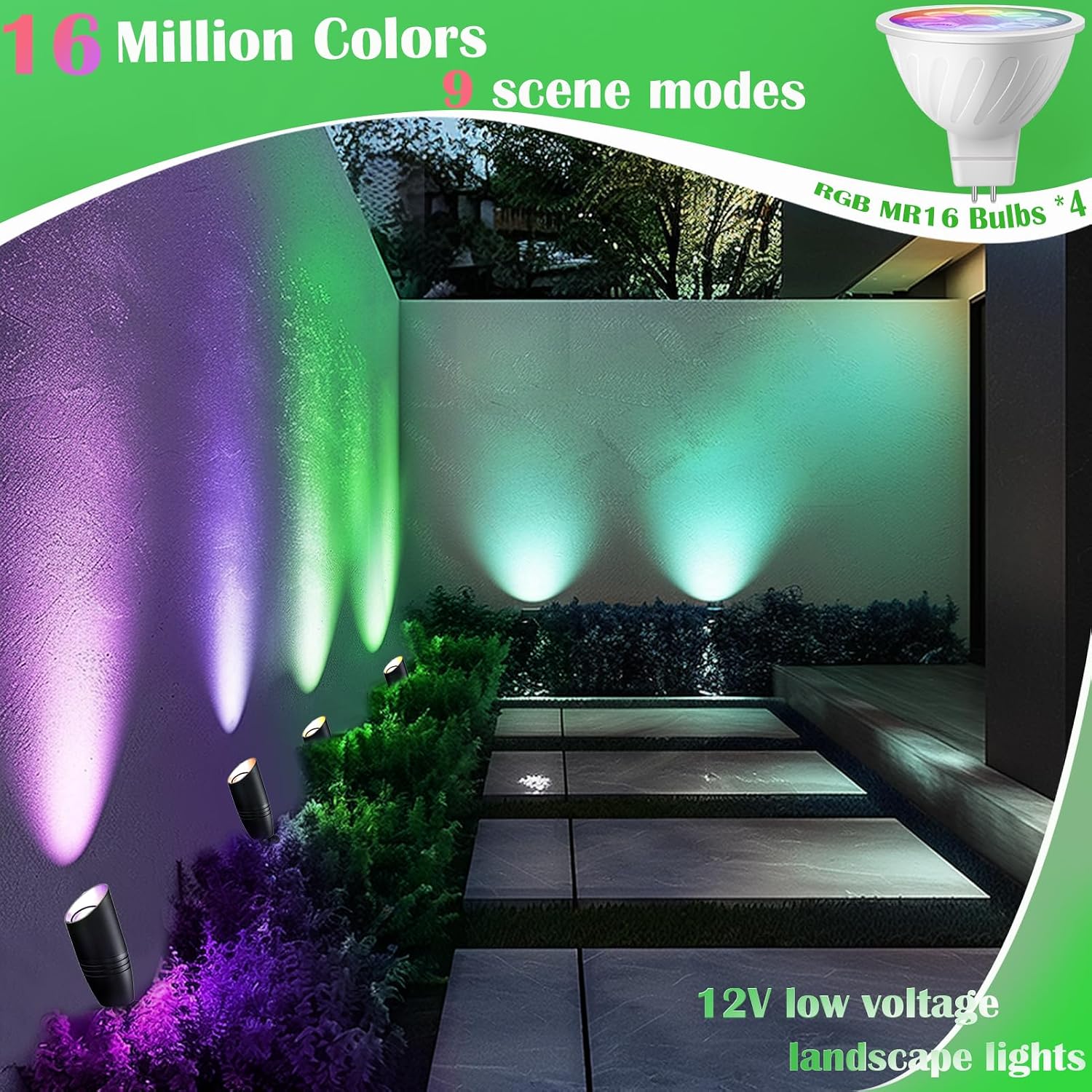 RGB低電圧景観照明キット 12ボルト変色景観照明 IP65 - Outdoor Lighting Volt のレビューと価格