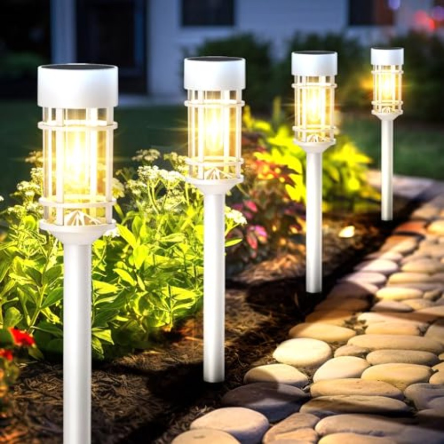 ソーラーパスウェイライト屋外防水、8パックLEDソーラーガー - Outdoor Lighting Dusk To Dawn のレビューと価格