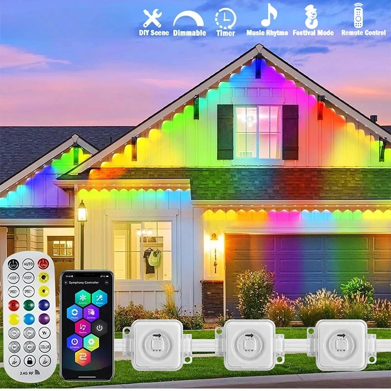 300フィート常設用軒下LEDスマートRGB屋外LEDライト - Outdoor Lighting For Front Of House のレビューと価格
