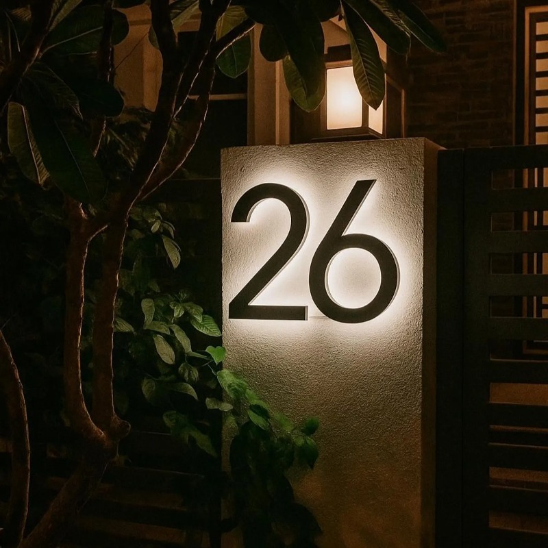 LEDモダンな家番号、防水屋外照明付きアドレス番号サイン、金 - Outdoor Lighting For Front Of House のレビューと価格