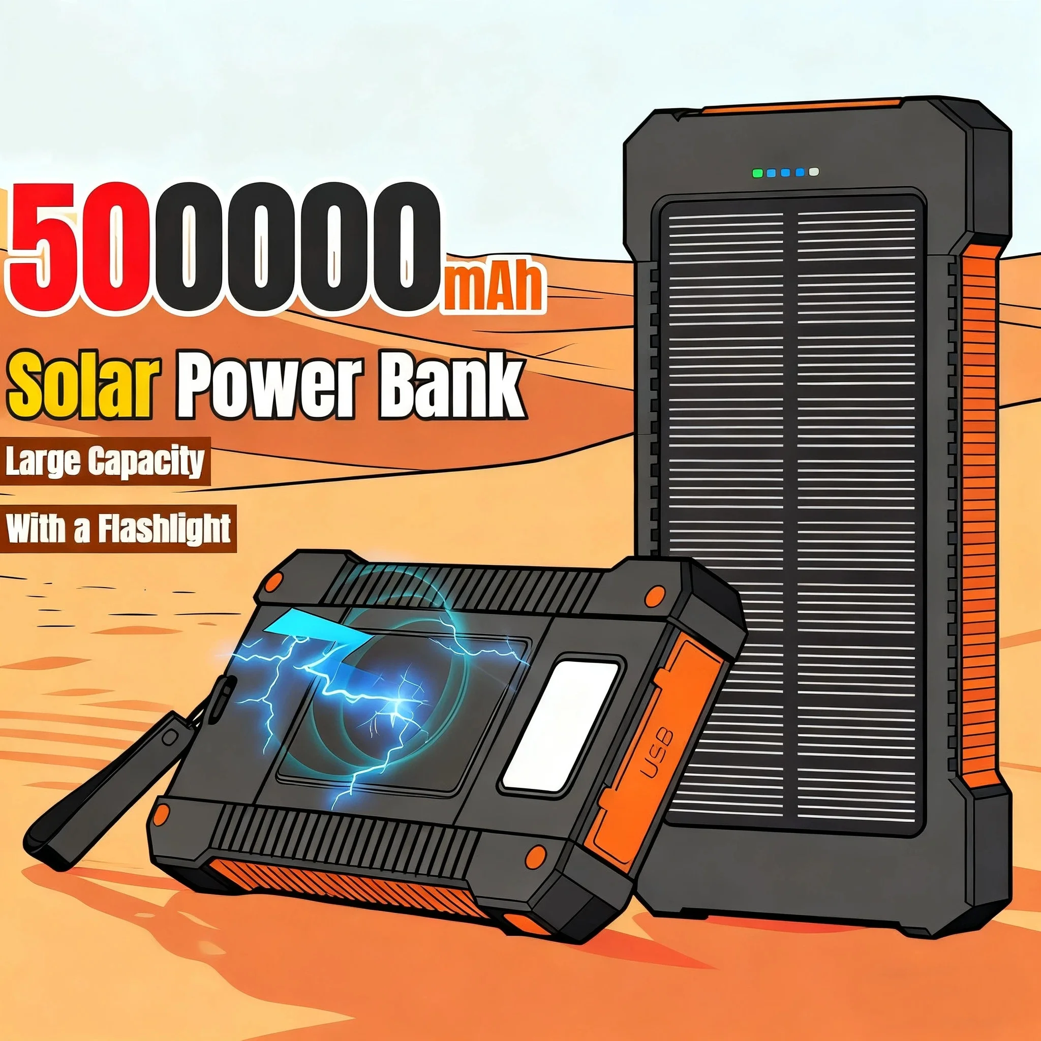 500000mAh ソーラーパワーバンク 大容量 超急速充電 - Outdoor Lighting Transformer のレビューと価格