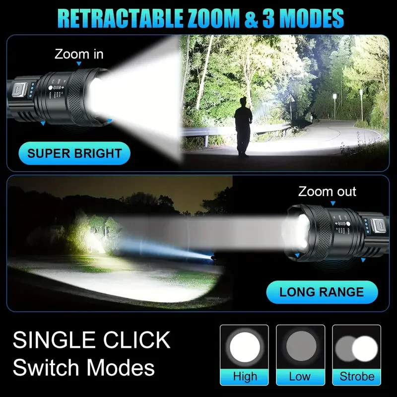 戦術的な LED 懐中電灯 2000LM USB 充電式防水 - Outdoor Lighting Quality のレビューと価格