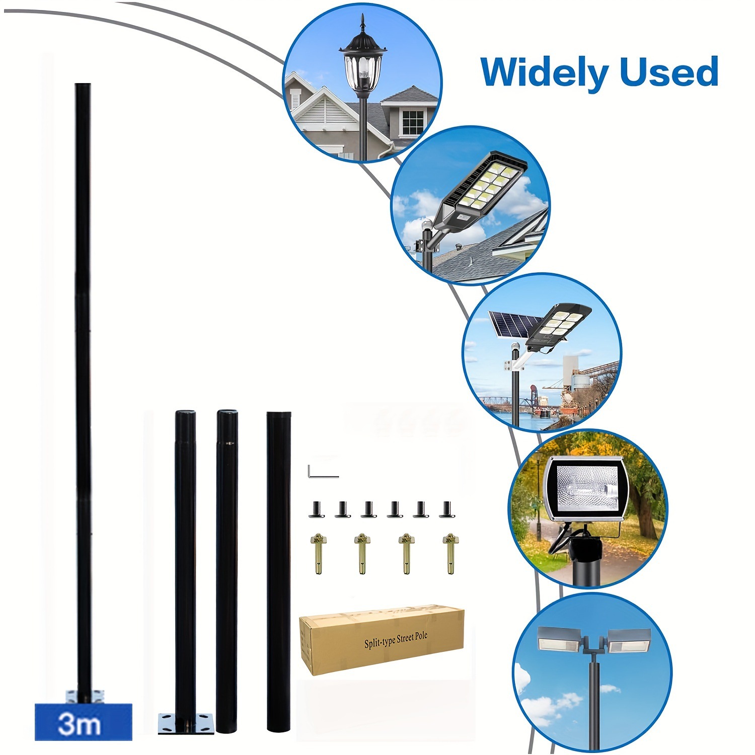 3mソーラー屋外分離型ランプポール亜鉛メッキ鋼街路灯ポール（ - Outdoor Lighting Quality のレビューと価格
